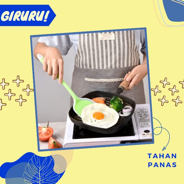 SUTIL SILIKON WHITE GRADATION TAHAN PANAS / SPATULA SILICONE TAHAN PANAS / Spatula teflon sodet silicone turner gagang silikon hitam Pembalik Makanan Panas Tidak Meleleh / Spatula Oseng Daging Sayur