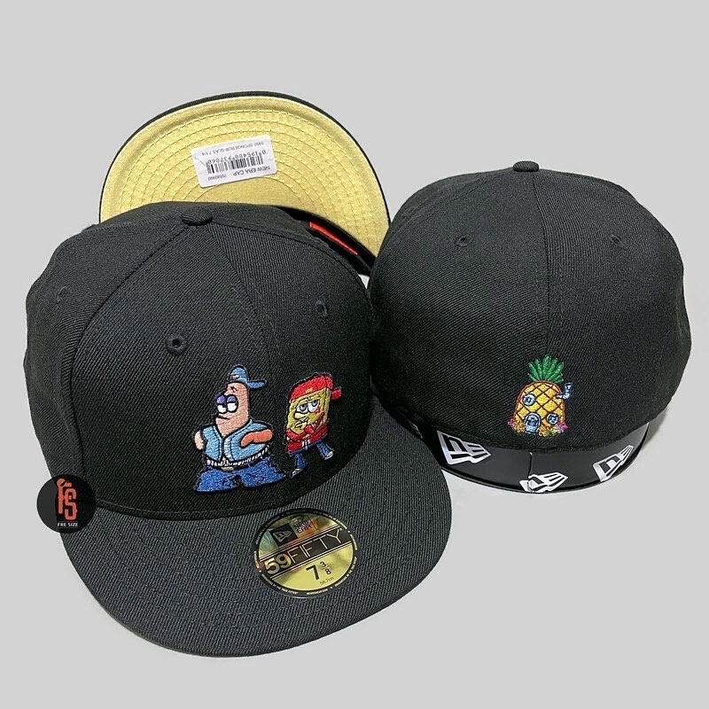 TOPI NEW ERA ORIGINAL 5950 SPONGEBOB &amp; PATRICK BLACK UV S YELLOW