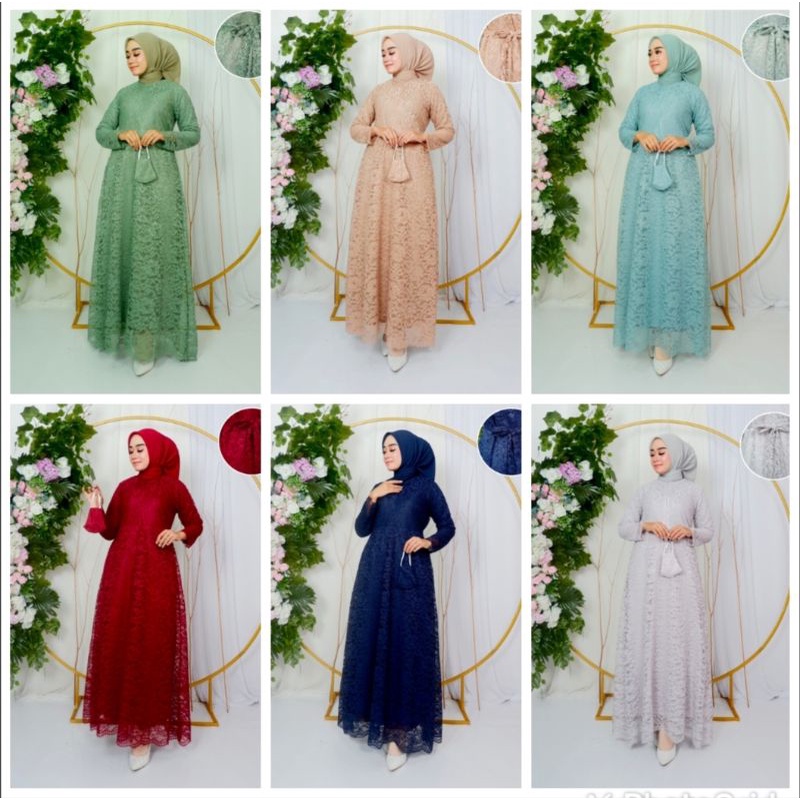 Gamis Brokat Malikha/Gamis Pesta/Gamis Terbaru/Gamis Modern