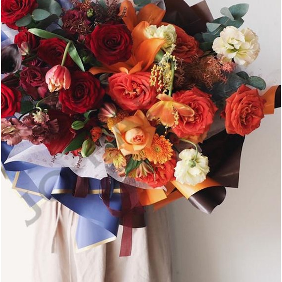 

[20 LEMBAR] Flower Wrapping Paper List Gold Solid Kertas Buket Bunga - Peach