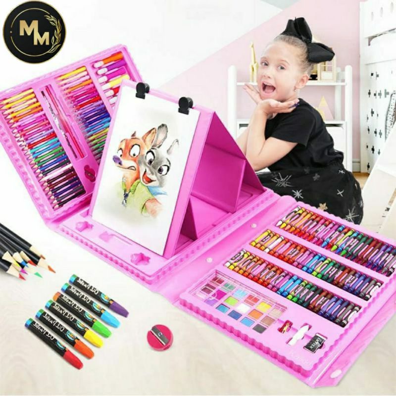 

*Crayon Anak Set 208pcs Blossom Kids Crayon Mewarnai dan Melukis Lengkap dengan Cat Air*