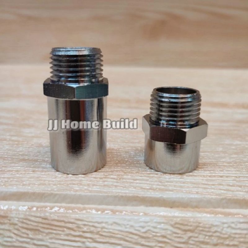 Sok Sambung Kran / Vlok Sok Drat Dalam 1/2" x Drat Luar 1/2" Kuningan