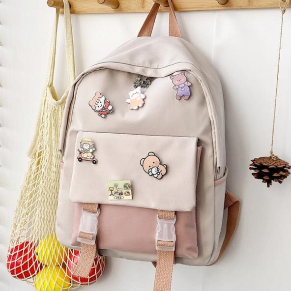 Kito.ID Tas Ransel Wanita Korea Ori Tas Sekolah Kanvas Muat Laptop