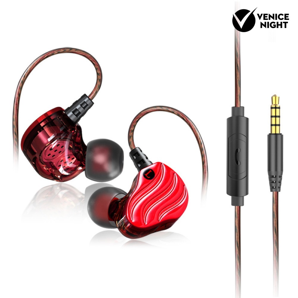 (VNEP) (Berkabel) Dual Moving Coil 4-unit In-ear HiFi Musik Earphone Olahraga Headset dengan Mic