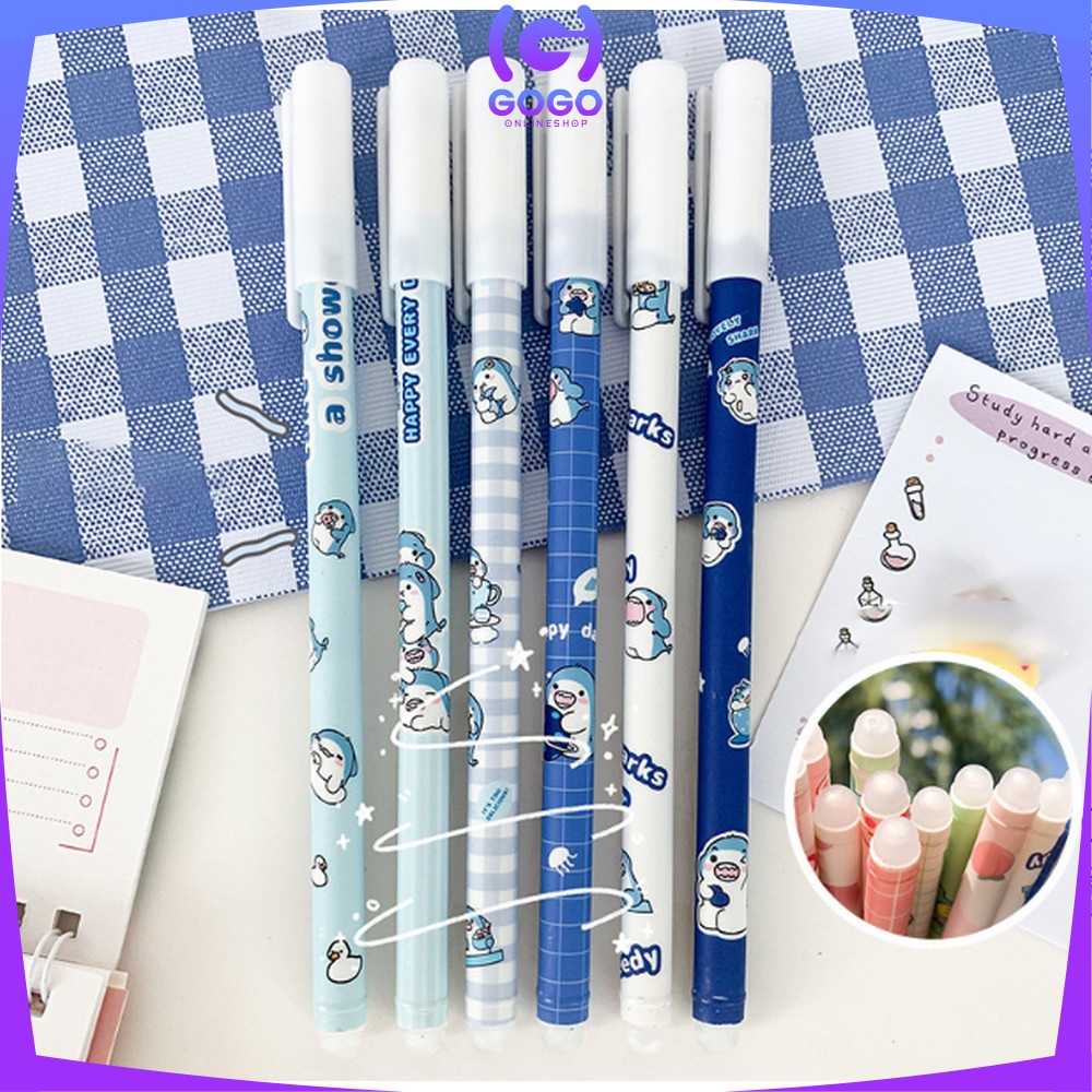GOGO-A42 Pulpen Gel Hapus Karakter Animal isi 6 pcs / Pulpen Erasable / Bolpoin Tinta Bisa Di Hapus Alat Tulis Sekolah