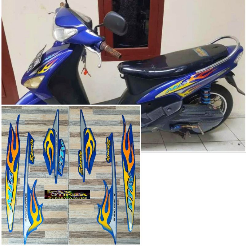 striping original Yamaha Mio sporty api biru tahun 2006