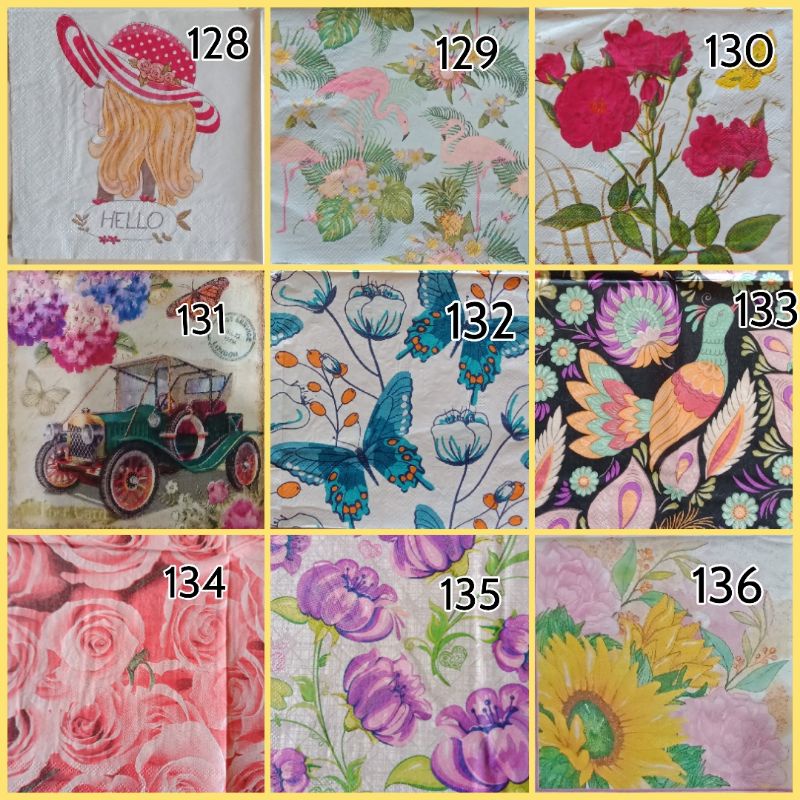 Napkin decoupage tissue decoupage kertas kerajinan decoupage