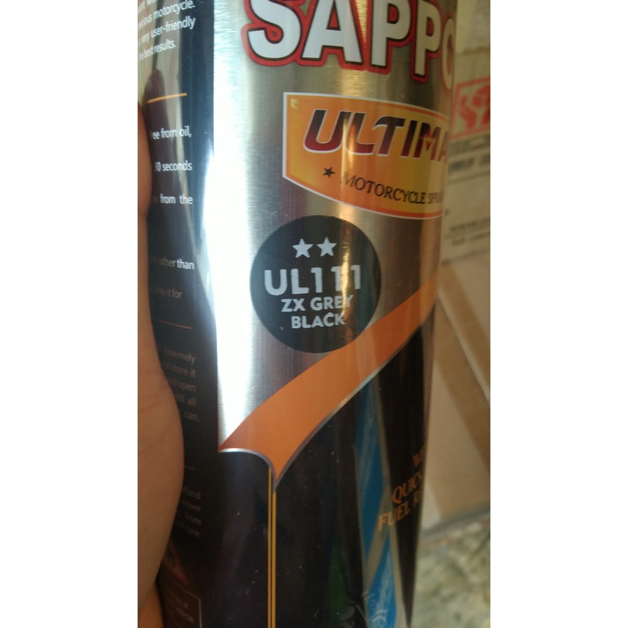 cat spray pilok pilox cat semprot sapporo ultimate saporo ultimate ul111 ZX grey black abu gelap abu kehitaman 400ml