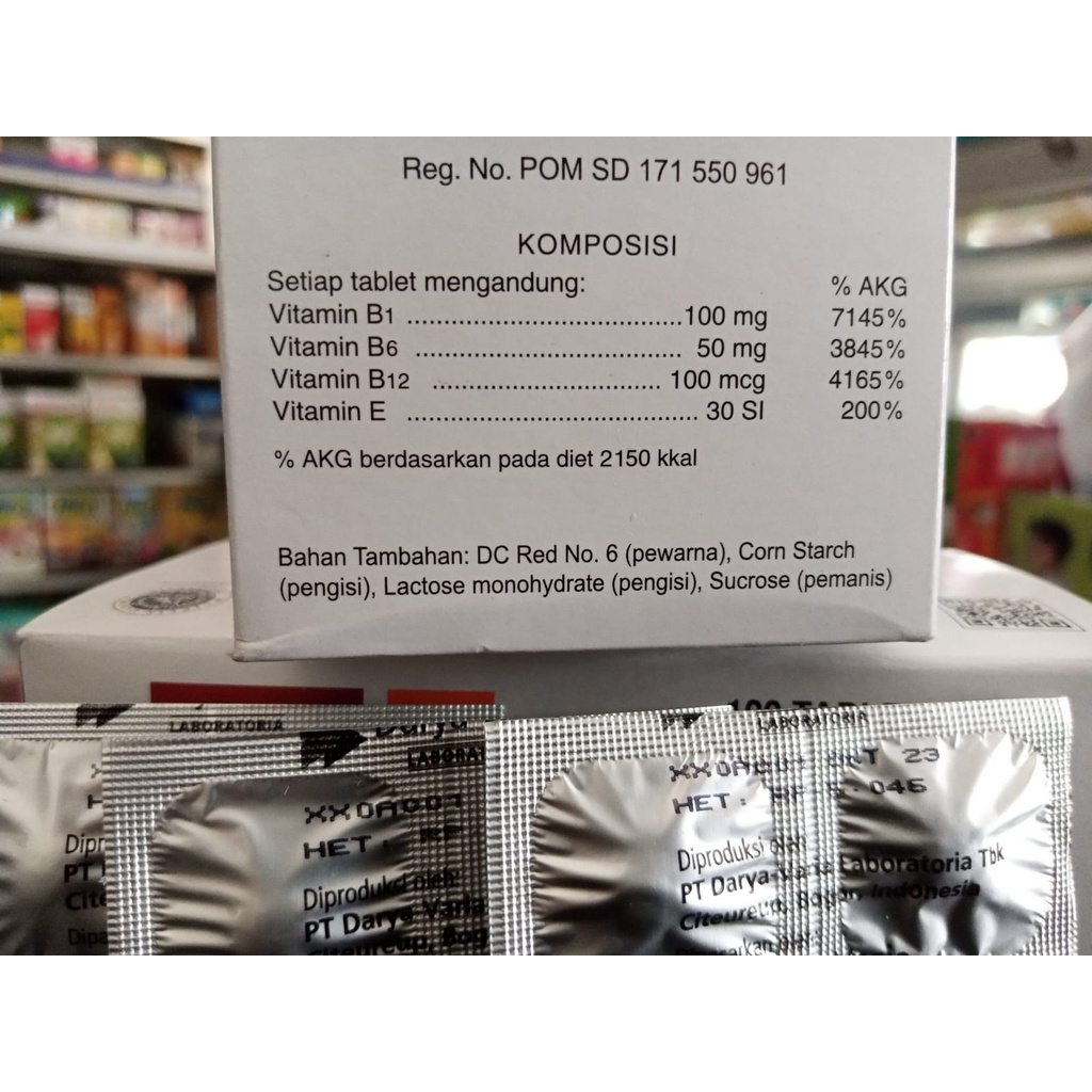 FUNDAMIN - E @1STRIP @4TABLET suplementasi vitamin B dan E