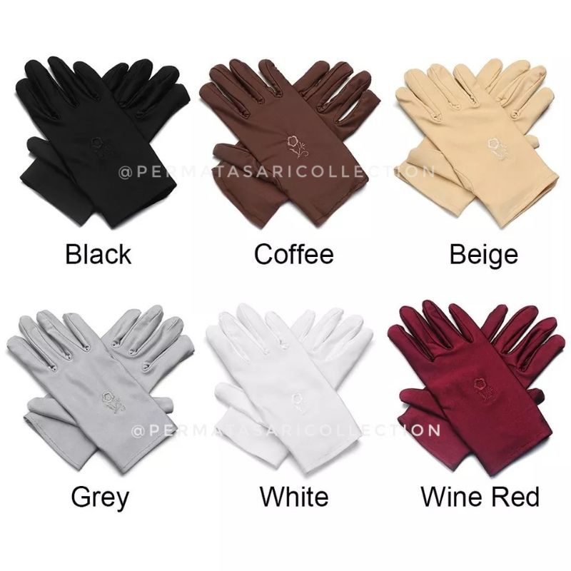 Sarung Tangan Glove Formal Wanita Muslim Muslimah Dewasa Remaja Allawi Pendek Umroh Haji Pengendara Motor Pelindung Panas Dingin Bordir Bunga Pengantin Nikah Akhwat