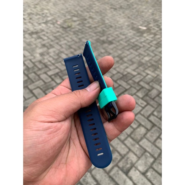 Strap Tali Jam Tangan Silicon hijau kombinasi biru size 22mm