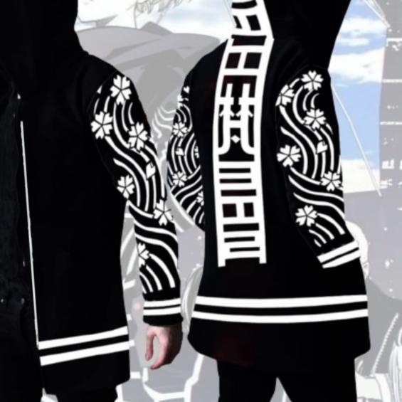 Jaket Jubah Jumbo Sweater Anime Tokyo Revengers Tokyo Brahman Senju - Hitam, L