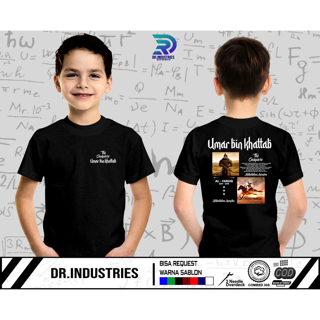 Kaos Anak Dakwah UMAR BIN KHATTAB THE CONQUEROR Sabahat Nabi Khalifah Santri Muslim Tshirt Sejarah I