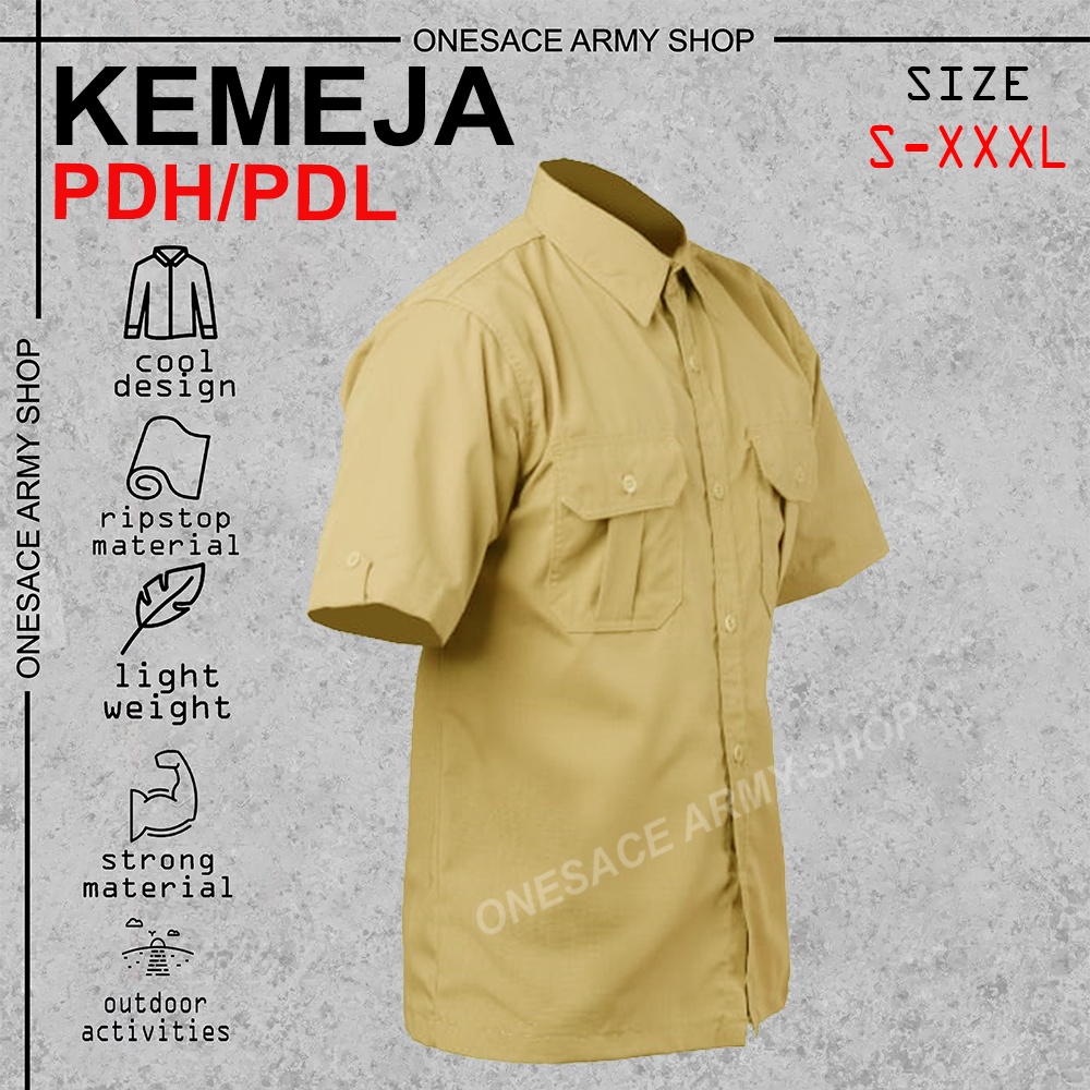 KEMEJA SERAGAM PDL NET TV  Lengan Pendek/kemeja lapangan tactical/pdl/pdh bahan American Drill