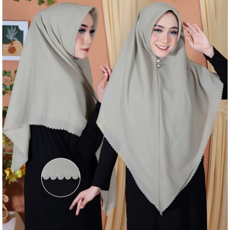 Bergo Segitiga Instan laser cut Bella Square Volly catun jumbo