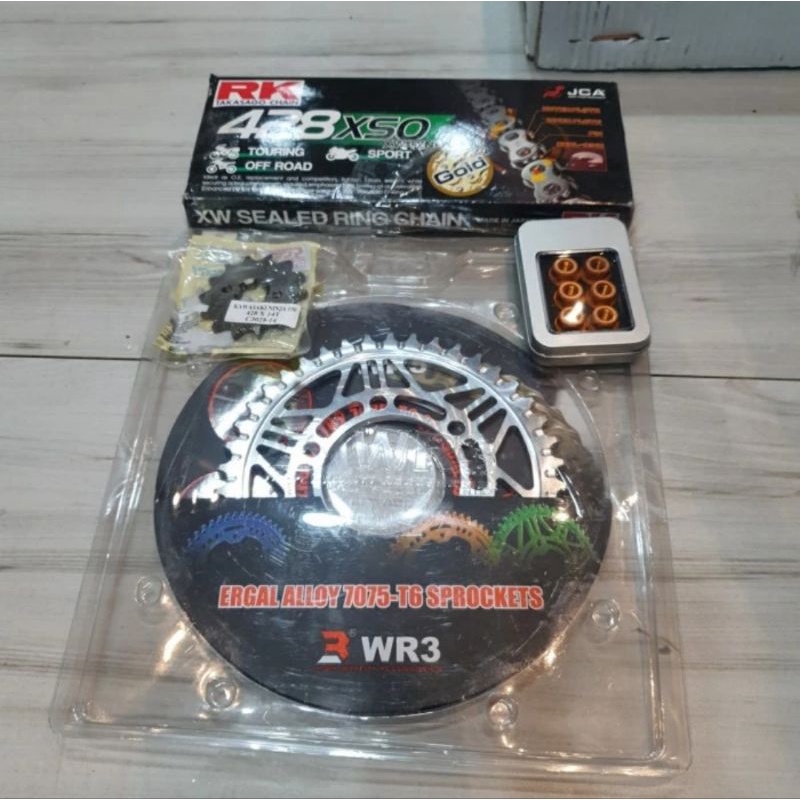 Gear Gir Set Wr3 428 Rantai Rk XSO mur Gear Wr3 Ninja RR S R komplit