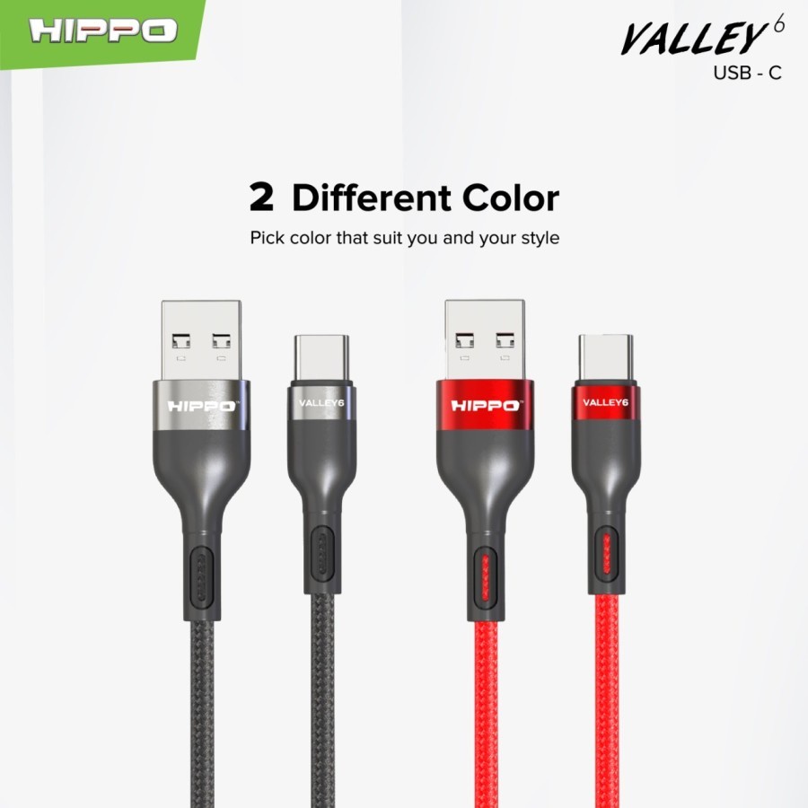 Hippo Valley 6 Kabel data USB Type C 100cm Quick Fast Charging