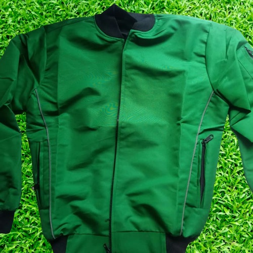 Jaket bomber custome varsity polos hijau tua murah meriah