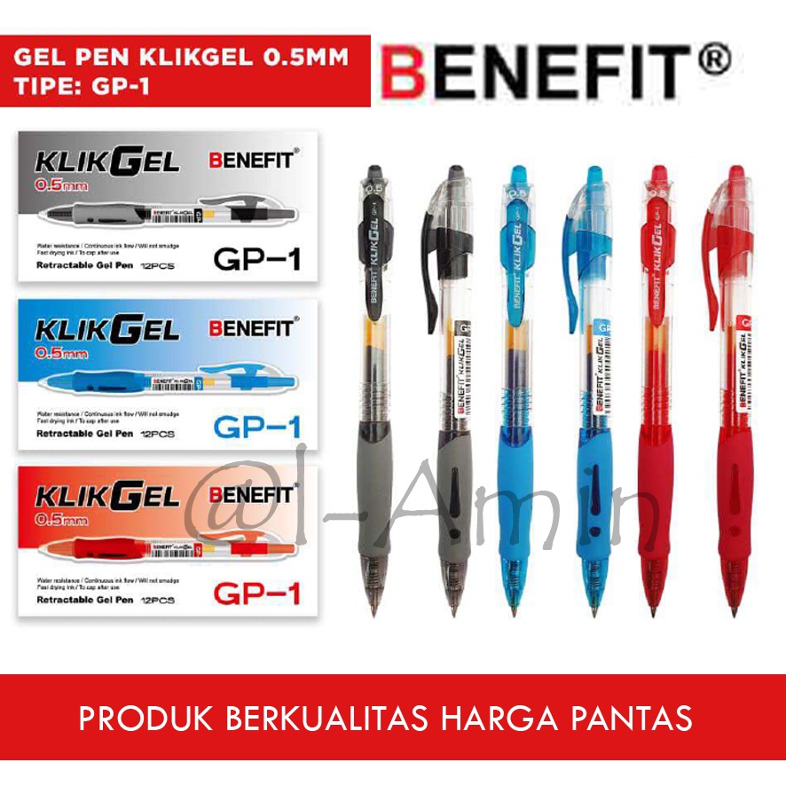 

Pulpen Gel Benefit Klik Gel GP-1 (1 Lusin)