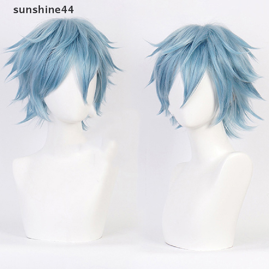 Sunshine Wig / Rambut Palsu Anime Shigaraki Tomura Warna Abu-Abu Biru Untuk Kostum Cosplay