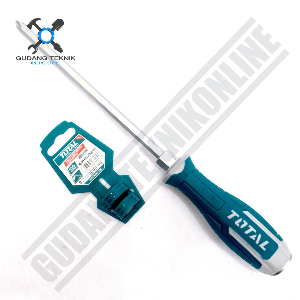 Obeng Kembang Plus PH3 20Cm 8&quot; THGSPH32006 TOTAL / Phillips Go-through Screwdriver 20 Cm THGSPH 32006 TOTAL