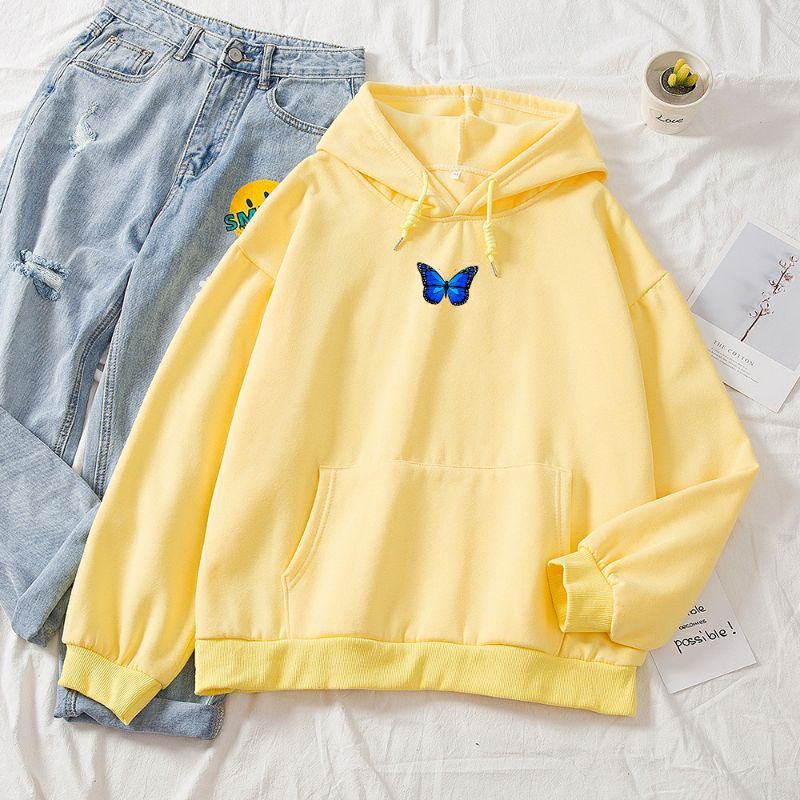 JAKET HOODIE BUTTERFLY KUPU-KUPU BIRU WANITA SIZE S-5XL