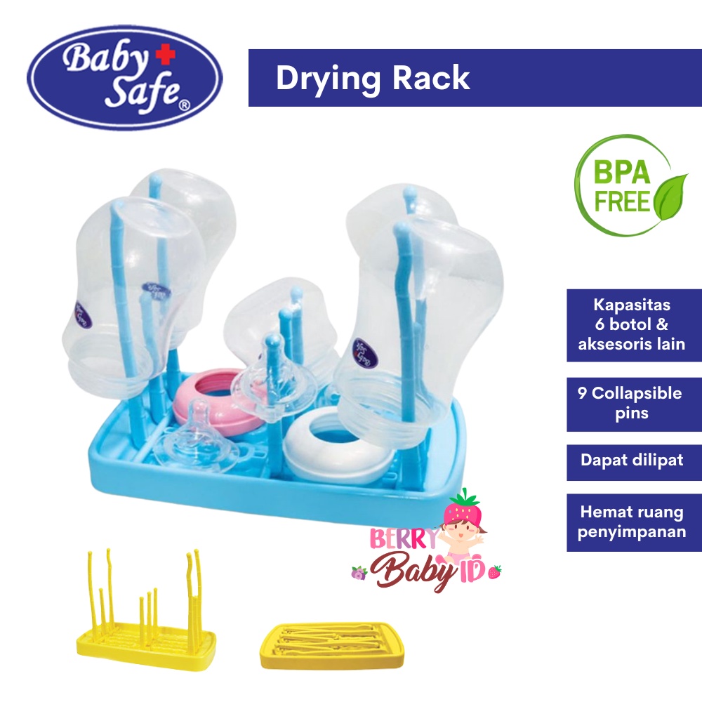 Baby Safe Drying Rack Rak Pengering Botol Susu Bayi BPA Free DR08 Berry Mart