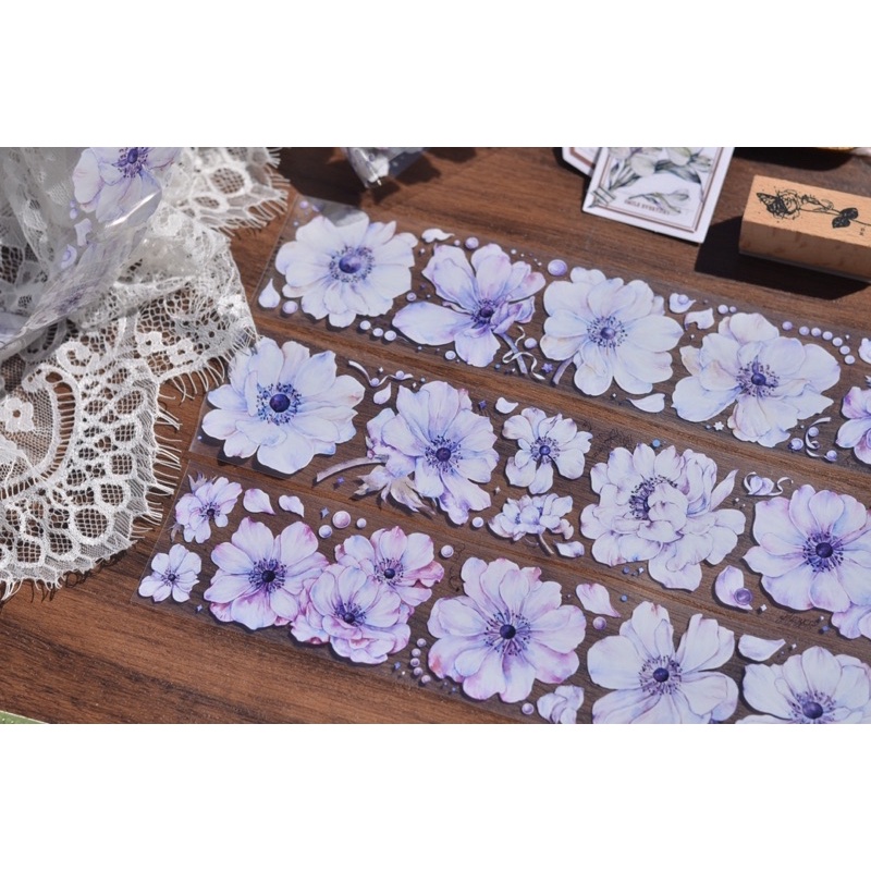 

Little White Silver Flower Washi & PET Tape