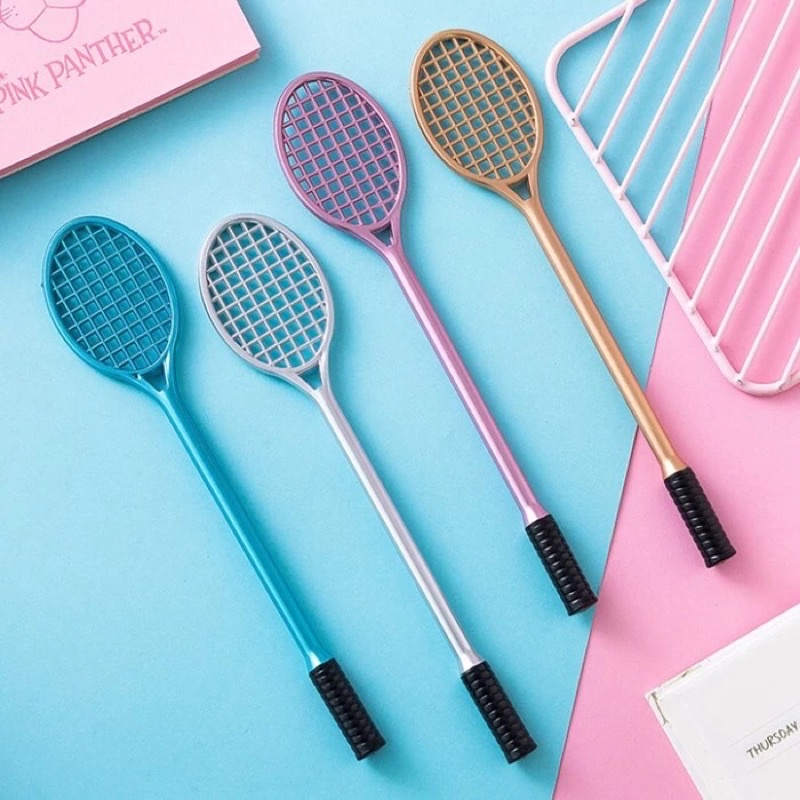 

Pulpen raket tennis pulpen bentuk reket pena bentuk raket unik Pulpen Gel Bentuk Raket 0.38mm