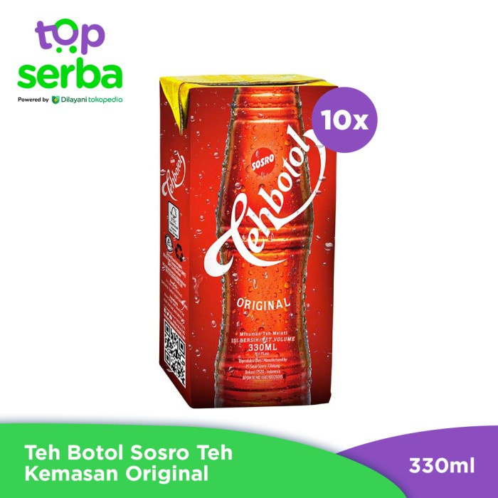 

TERLARIS Teh Botol Sosro Teh Kemasan Original 330 ml - 10 Pcs /TEH DIET/TEH PELANGSING/TEH HIJAU/TEH