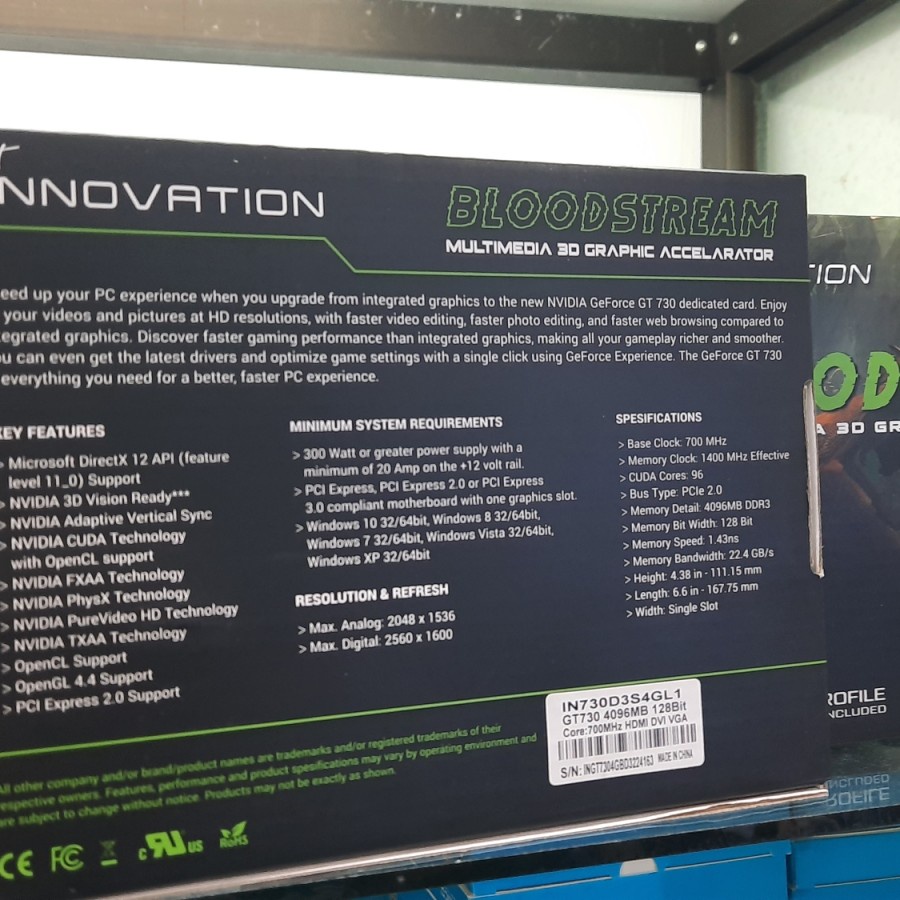 VGA INNOVATION GT 730 4GB 128BIT DDR3 BLOODSTREAM RESMI