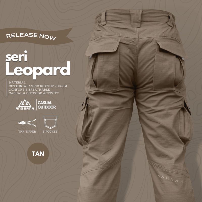 Celana Cargo Angsana seri Leopard Cotton Original