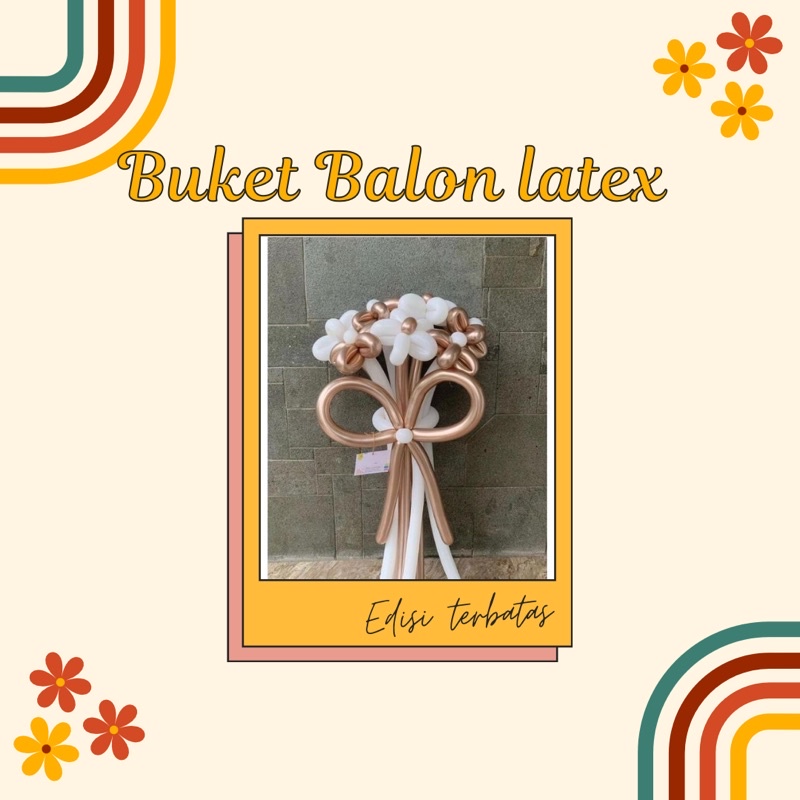 Buket balon latex gold white