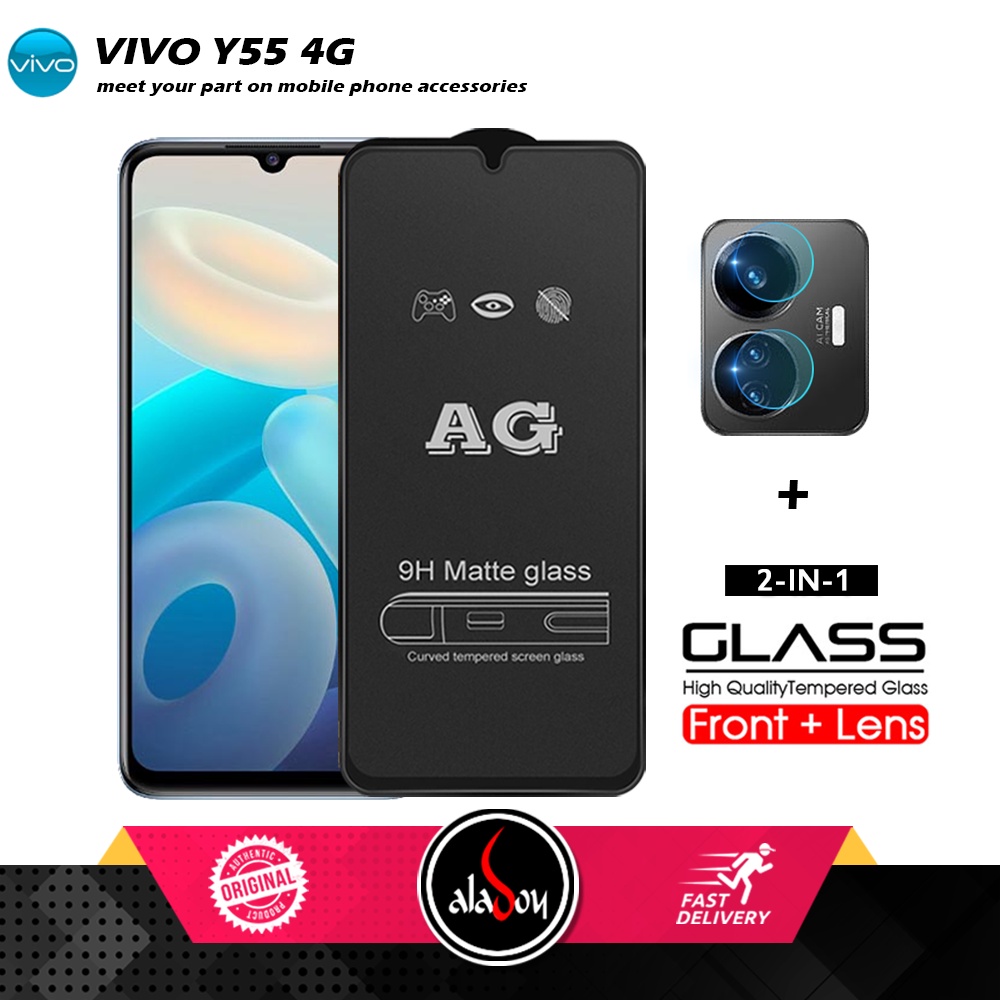 Vivo Y55 4G PAKET 2IN1 Tempered Glass Matte Anti Glare Full Layar dan Tempered Glass Kamera