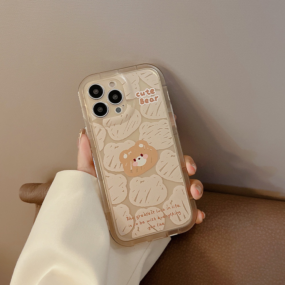 Soft Case Pelindung Handphone Motif Kartun Beruang Transparan Untuk Iphone 11 12 13 14 PLUS PRO MAX