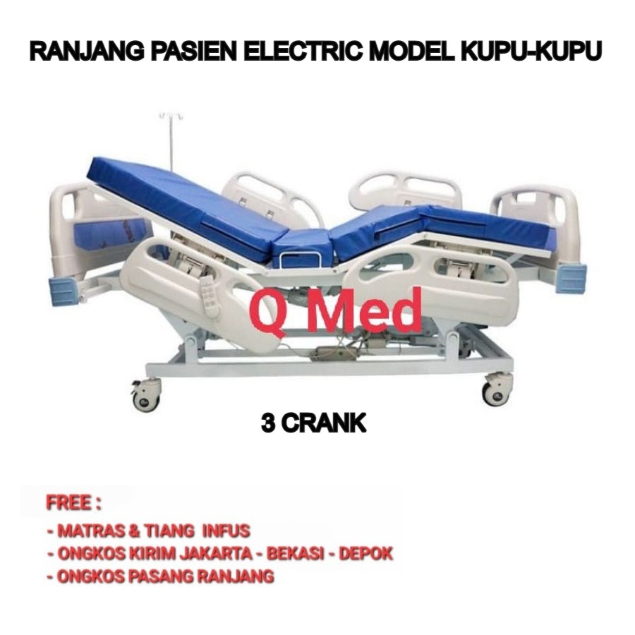 Ranjang Pasien 3 Crank Electric Model Kupu Kupu/Tempat Tidur Pasien/Hospital Bed 3 Crank