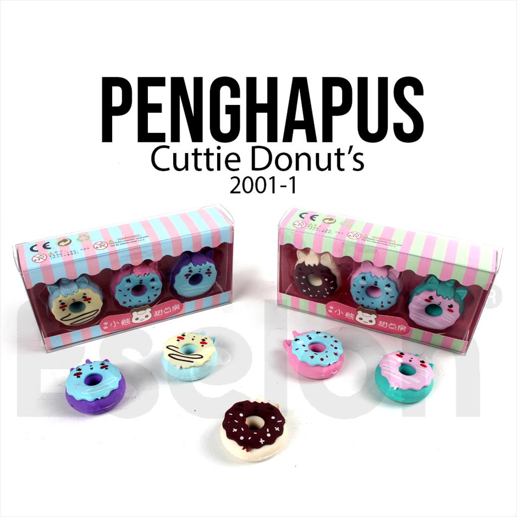 

1set isi 3 Penghapus Donut 2001 / 1pack Eraser Donut Fancy