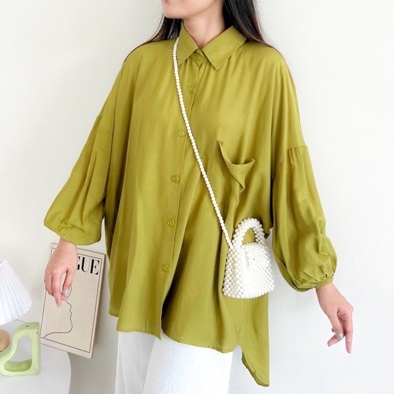 kemeja oversize wanita polos ld 130 rayon viscose