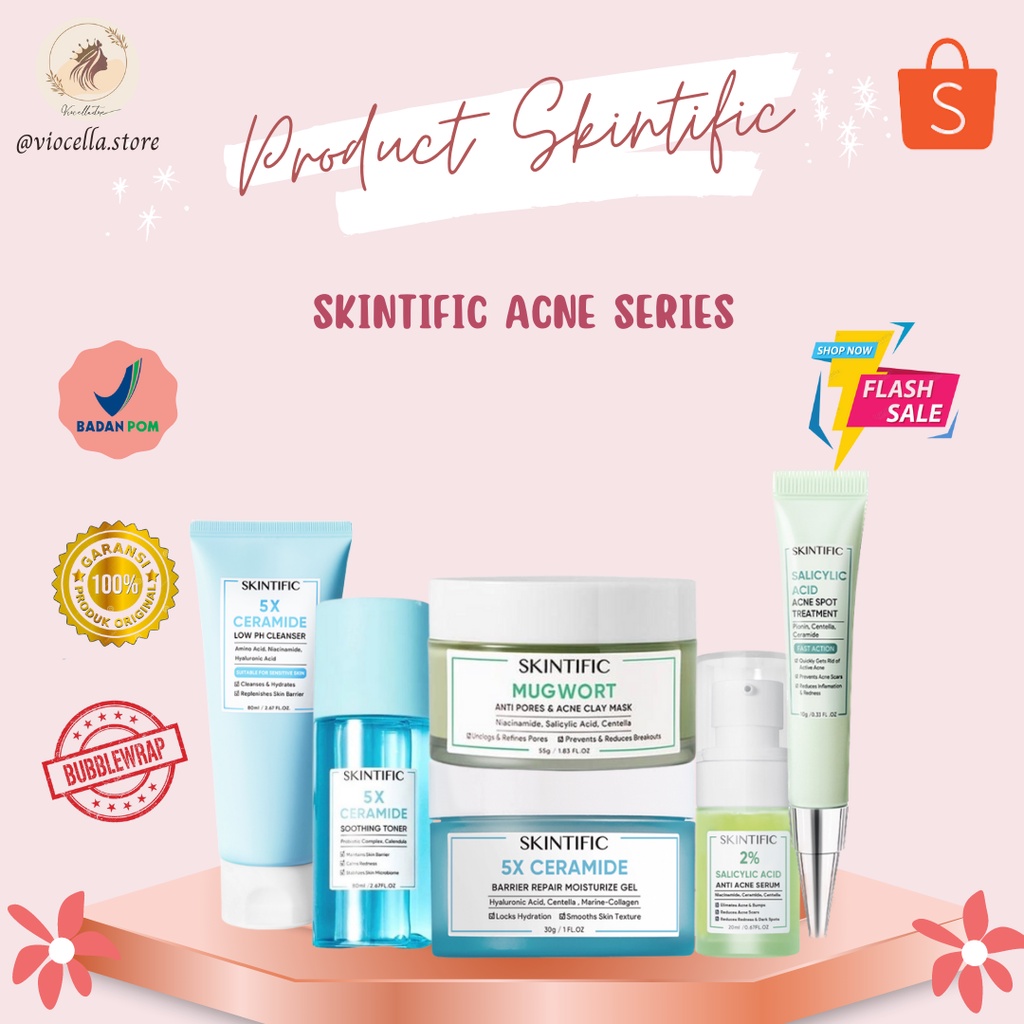 Jual SKINTIFIC ACNE SET 5X Ceramide Barrier Repair Moisture Gel/5X