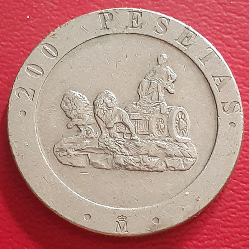 Uang Koin Kuno Luar 200 Pesetas Spanyol Tahun 1990 Rare