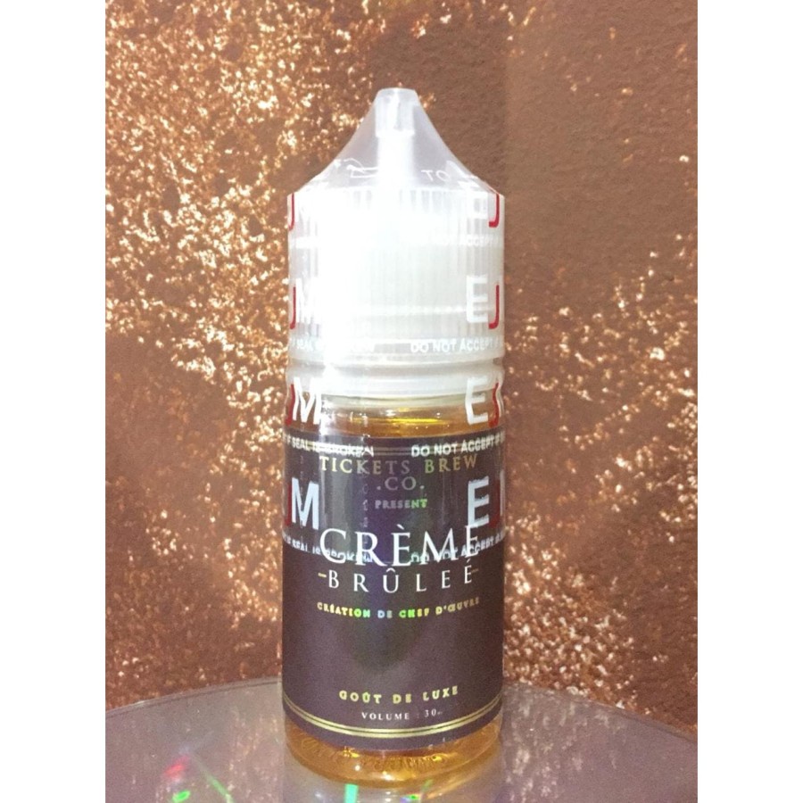 NEW &amp; AUTHEN LIQUID TICKETS CREME BRULEE 30ML SALT NICOTINE 35MG