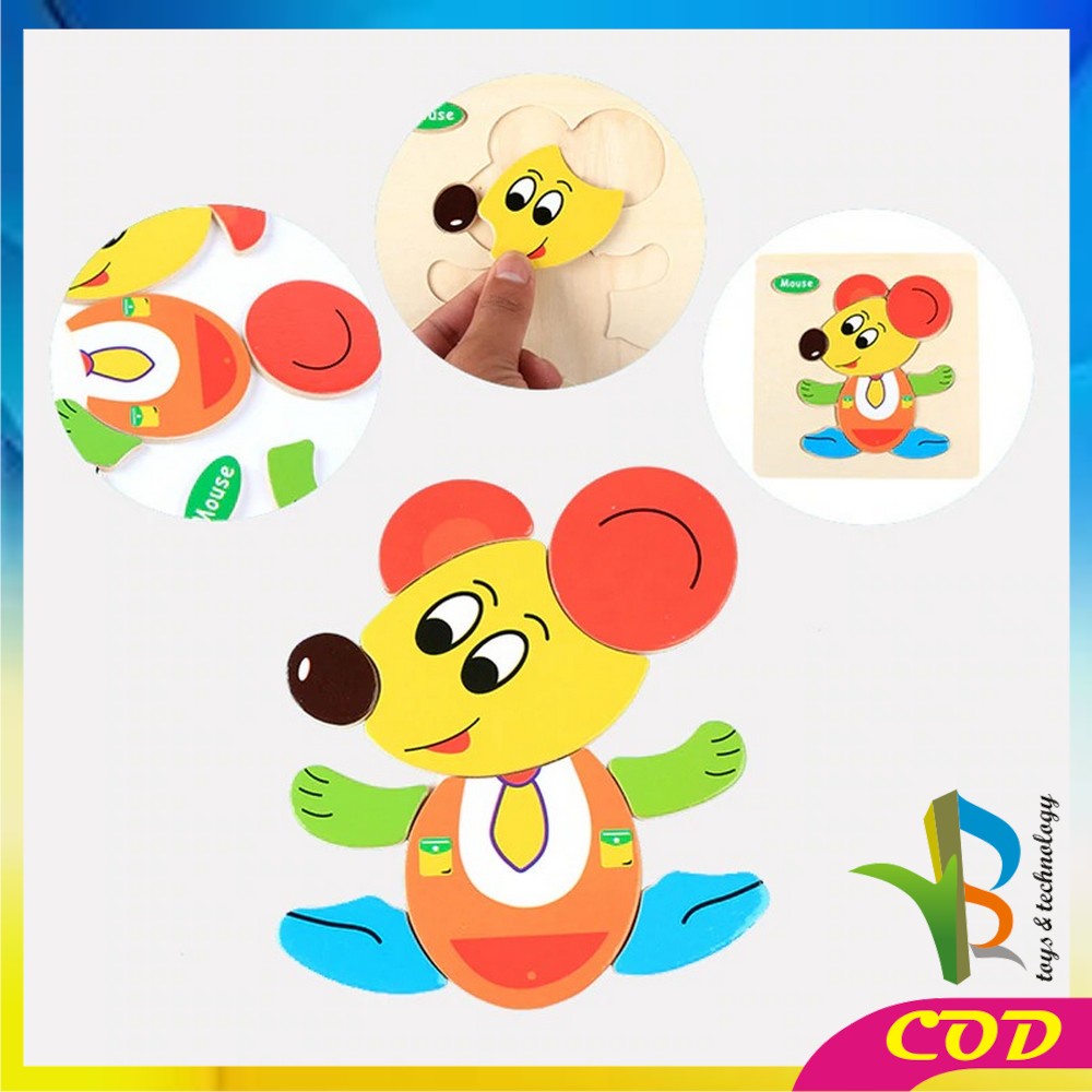 RB-M23 Mainan Puzzle Kayu Anak 3D Mainan Edukasi Puzzel Kayu Jigsaw Edukatif Lucu Murah Wooden Toys