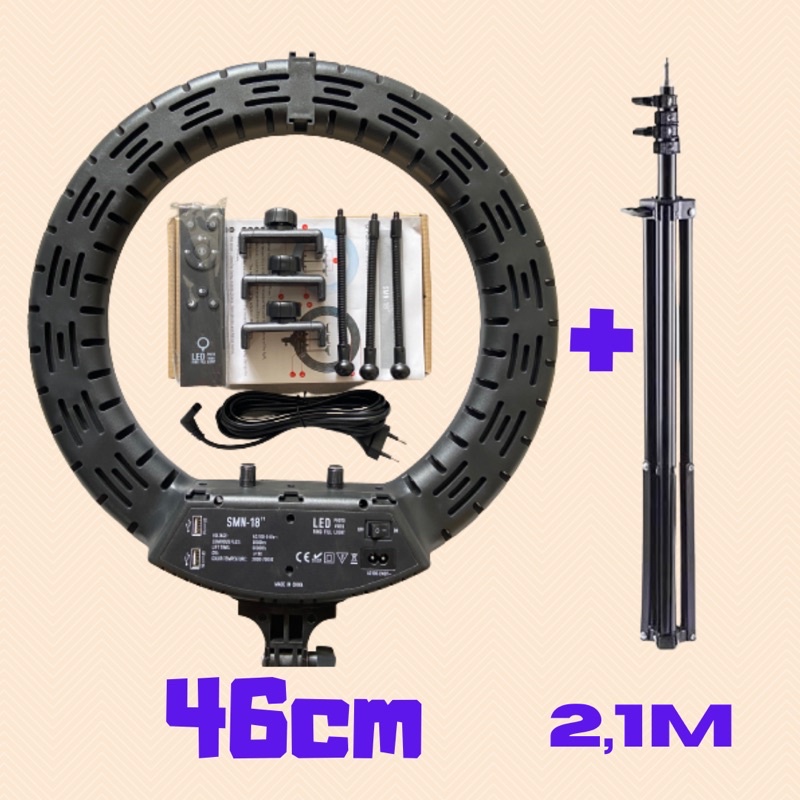 RING LIGHT 18 INCH / 46CM PAKET LENGKAP VLOGGER,RIAS PENGANTIN,MUA RINGLIGHT+TRIPOD+TAS TERMURAH