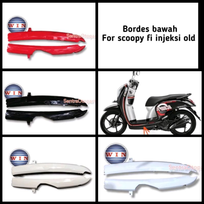 cover under Bordes bawah kanan kiri merah hitam putih krem scoopy fi injeksi old lama win