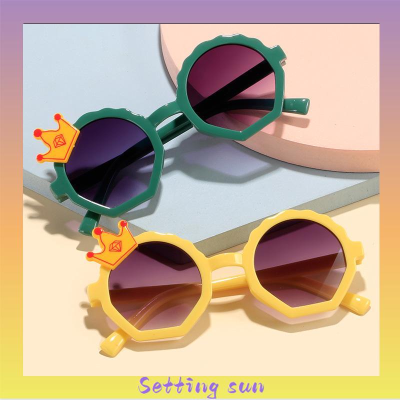 COD✨Kacamata Hitam Anak Kartun Bulat Crown Fashion Kacamata Untuk Anak-Anak TN