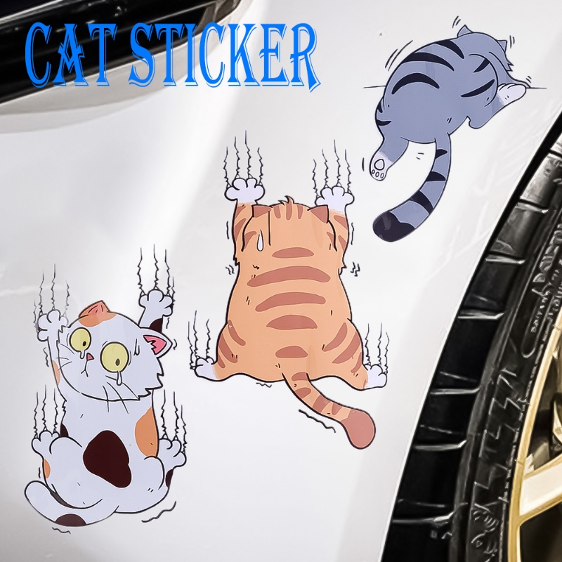 Stiker Body Pintu Mobil Kucing Lucu/Peralatan Listrik Rumah Tangga Jendela Decal Auto Dekorasi Aksesoris Eksterior