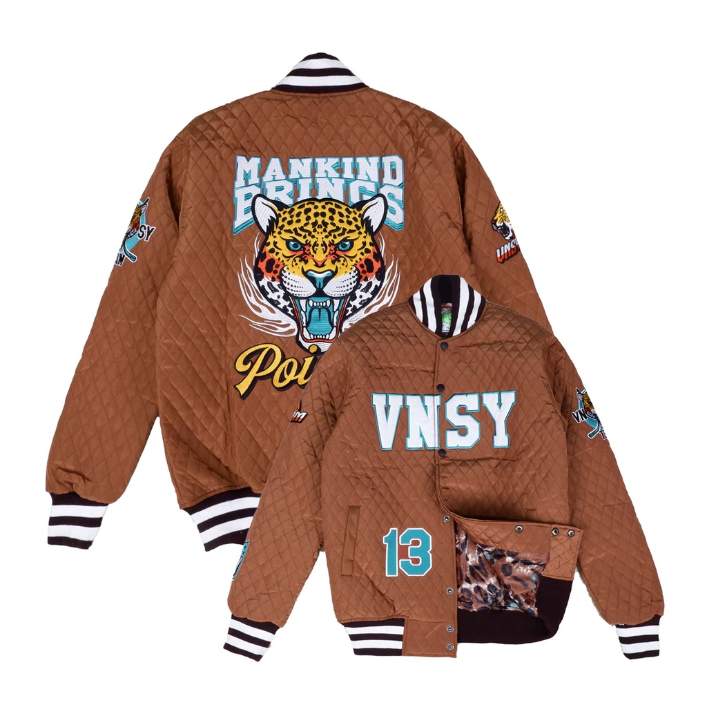 VONSEEY PUFFER VARSITY JACKET - BROWNY UNISEX