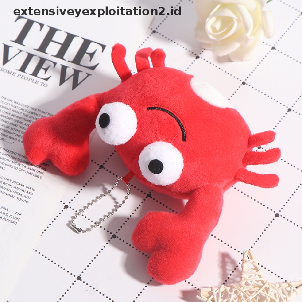 Mainan Gantungan Kunci Boneka Stuffed Plush Kepiting Merah Lucu