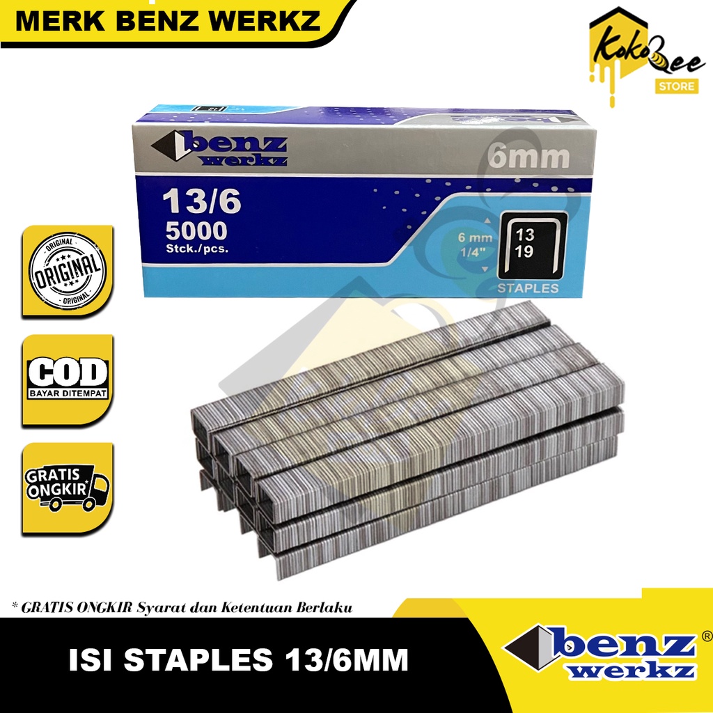 

Isi staples hekter tangan manual stapler gun 13/6mm isi staples R23 - Isi staples tembak 6mm 13/6 gun tacker stapler R23 13/6 isi 5000 pcs