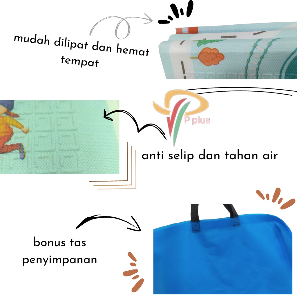 [ Pplus ] Karpet Lipat PlayMate Bayi Karpet Main Anak Matras Lipat Foam Kualitas 150 x 200cm &amp; 180 x 200cm Tikar Bayi TEBAL Murah / Playmat Bayi Karpet Anak Tebal